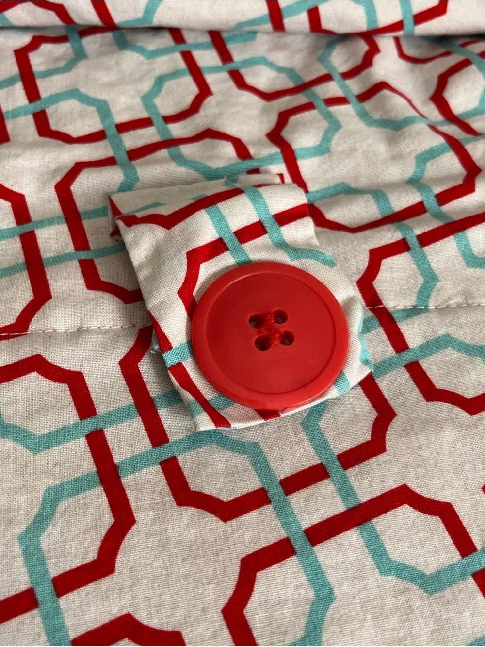 Carseat Canopy Blue White Red Geometric Design Minky Fleece Baby Car Seat Cover